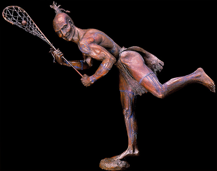 Native American Lacrosse Player Cartoon by patrimonio